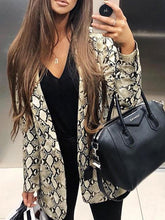 Blazer Snake Print Lapel Long Sleeve Slim Blazer Oshnow